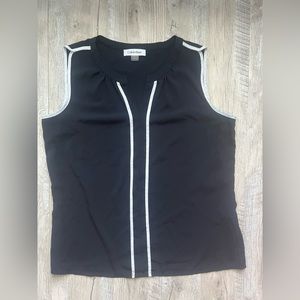 Calvin Klein Sleeveless Blouse Navy/White Size Small